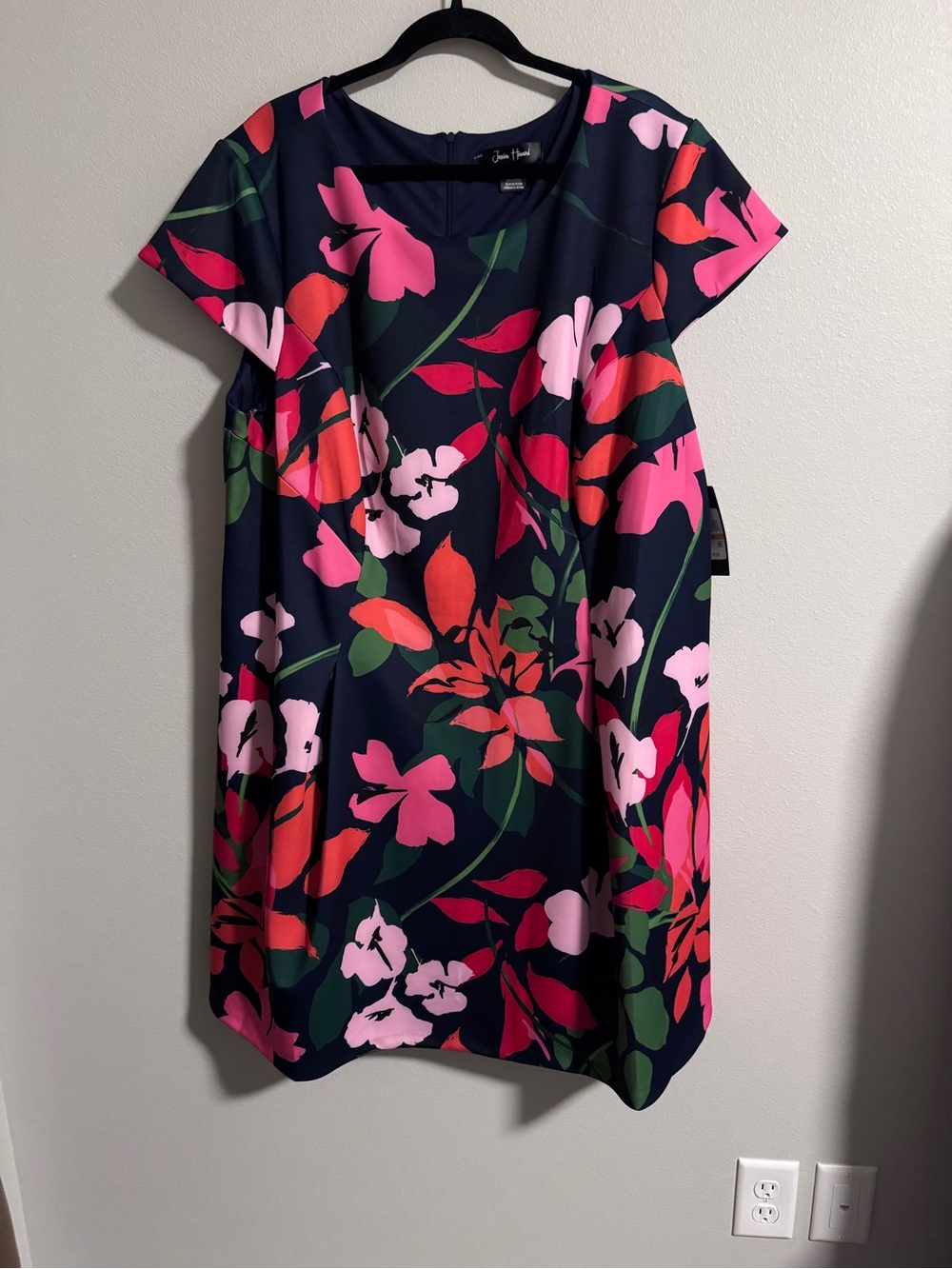 Jessica Howard Navy Floral Shift Dress with Pink & Red Blooms